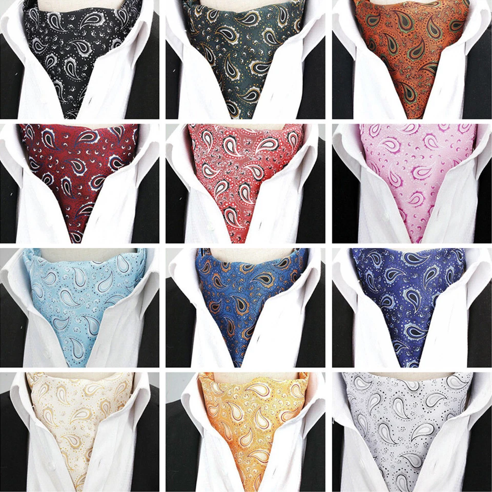 Men Paisley Flower Wedding Cravat Tie Scarves Ascot Wedding Business Necktie  - Изображение 1 из 1