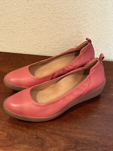 Vionic Jacey Wedge Comfort W’s Size 9 41 Pink Poppy Leather Slip On Low Heel