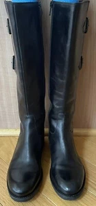 CLARKS TAMRO SPICE BLACK LEATHER ADJUSTABLE KNEE HIGH RIDING BOOTS 7.5 - Picture 1 of 11