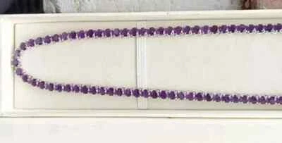 "Collar de tenis para mujer de amatista creada en laboratorio de corte redondo de 18 quilates enchapado en oro blanco de 14 quilates de 18""" Foto 1 de 4
