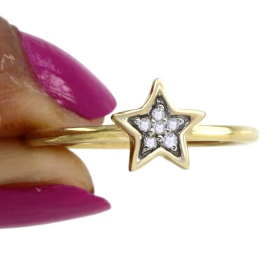 Anillo estrella enchapado en oro amarillo de 18 quilates para mujer Foto 1 de 4