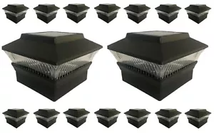 Solar Post Cap Light 16 Pcs 4x4 Solar Black Color Square Post Fence Cap Light - Picture 1 of 7