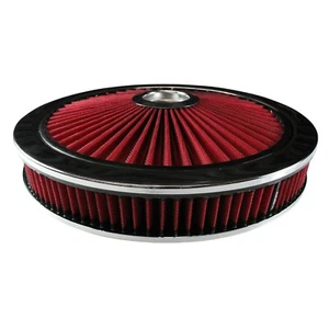 Extraflow Red Chrome Air Filter Cleaner 14"x 2" Holley 5-1/8" Recessed Base - Picture 1 of 2