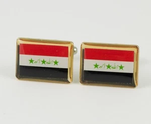 Iraq Flag Cufflinks--Iraqi Arabic Islamic Muslim Middle Eastern Persian Gulf - Picture 1 of 1