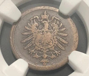German Empire 1 Pfennig 1886G. Rare World Coin NGC F15 BN Karlsruhe Germany 17mm - Picture 1 of 4