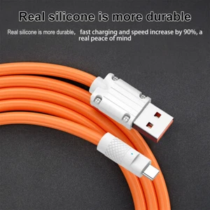 2PC 120W 6A Super Fast Charging Type C Liquid Silicone USB Cable For Samsung IOS - Photo 1 sur 17