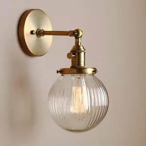 5.9" Fringe Globe Clear Glass Shade Retro Industrial Wall Light Wall Lamp Sconce - Picture 1 of 44