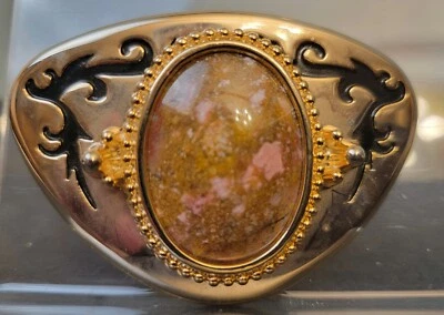 Hebilla de cinturón de ágata musgo dorado - Estado nuevo Foto 1 de 3