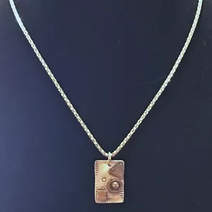 Vintage Sandy Comstock Sterling Silver Copper Pendant 2 Tone Dream w/Chain 17” - Picture 1 of 8