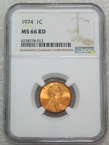 1974 P Lincoln Cent NGC MS66RD Bright Red Great Luster PQ #U94M - Picture 1 of 4