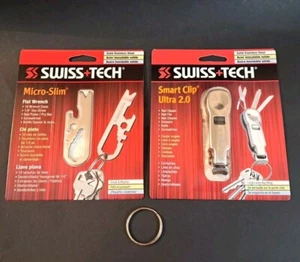 2 SWISS TECH Keychain Multitools Micro-Slim & Smart Clip Ultra 2.0 NAIL Clippers - Picture 1 of 6