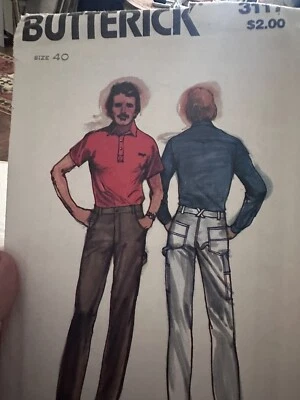 Pantalones de pierna recta Butterick 3117 vintage para hombre talla 40 sin cortar Foto 1 de 3