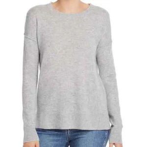Aqua Cashmere NWT High Low Cashmere Sweater Light Gray Long Sleeve Small New - Picture 1 of 7