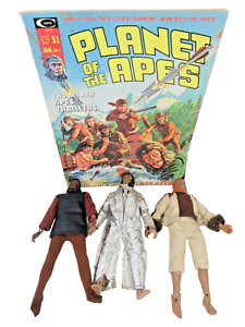 Vintage 1974 Mego Planet of The Apes Action Figure Lot & Curtis Comic Book
