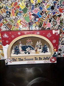 Disney Parks Christmas "Tis The Season To Be Jolly" Wood Light Up Sign NIB - Picture 1 of 10