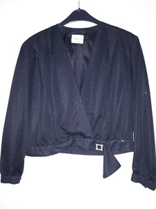 Kleid eleganter Zweiteiler schwarz mit Flockprint und Glitzer Ca 44 Maßgeschnei - Bild 1 von 6