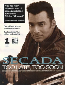 Jon Secada 1997 Ad- Too Late Too Soon Advertisement WNCI - Picture 1 of 1