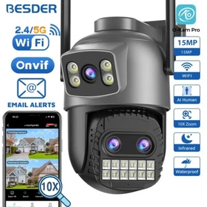 BESDER 15MP WiFi PTZ Camera Outdoor Dual Screen 10X Zoom Human Detection IP Cam - Picture 1 of 15