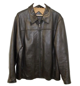 Cappotto giacca uomo Roundtree & Yorke taglia L vera pelle di agnello nero zip - Foto 1 di 12