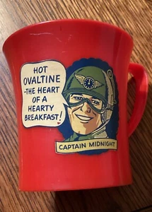 1950's Captain Midnight Ovaltine Plastic Red Mug (Scarce / Vintage) - Picture 1 of 5