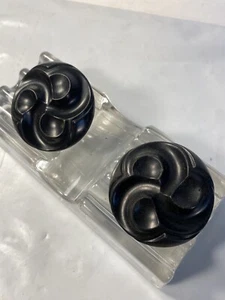 Pair Bakelite Large Buttons Black Carved 1 3/4” - Picture 1 of 7