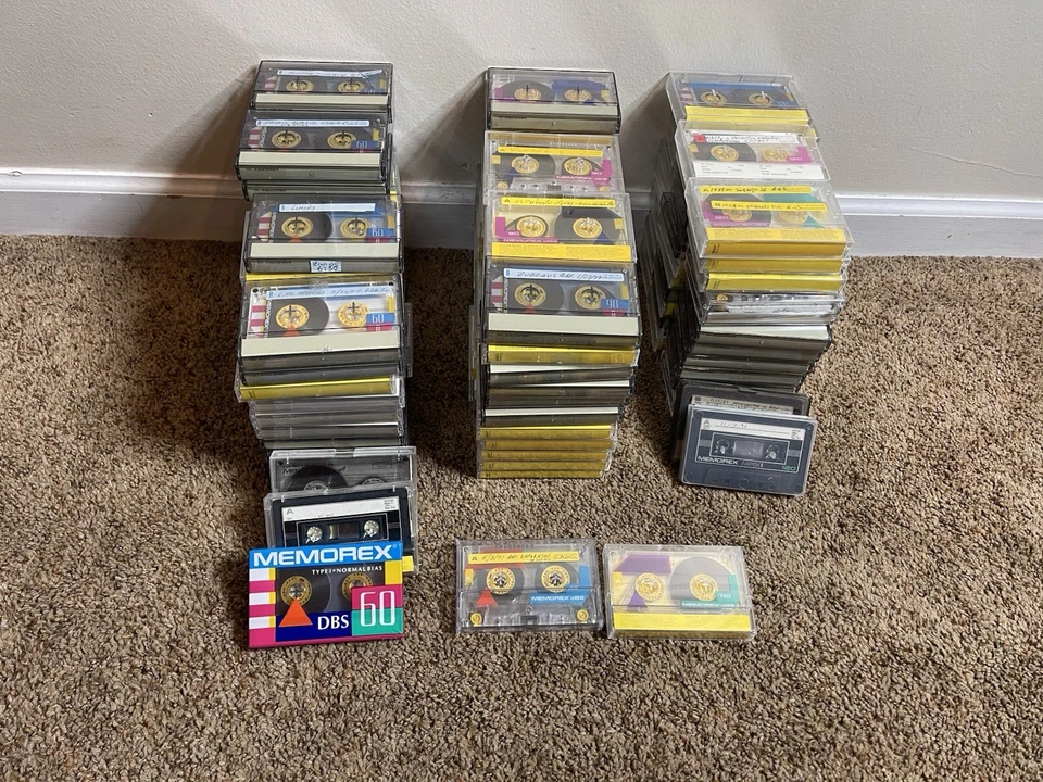 Huge Lot of 133 Memorex Cassette Tapes Selling as Blank 60 90 120 min Recordable - Image 1 of 4