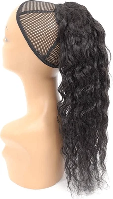 Ponytail Extension,100% Human Hair Drawstring Corn Wave 22” 3C Curly Wavy 10A Br - Image 1 of 4