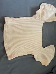 H&M Red Puff Sleeve Ribbed Cropped Top Large - Picture 1 of 3