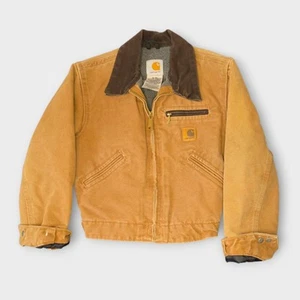 Carhartt Jacket Youth Sz Med 8 YYJ97 BRN Vtg Detroit Fleece Lined USA Made - Picture 1 of 10