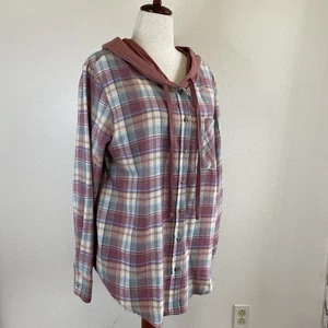 NWT. Hooded Lightweight Flannel Shirt. Dusty Rose. Relaxed Fit. Large - Picture 1 of 8