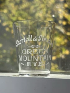 1910 Shortell & Timmons Green Mountain Rye Acid Etched Whiskey Shot Glass - Picture 1 of 5