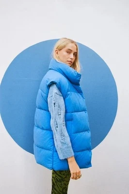 Colete acolchoado Zara oversized (azul) tamanho XS - Imagem 1 de 4