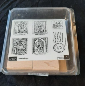 2006 " SANTA POST " WOOD-MOUNTED RUBBER STAMP SET BY STAMPIN UP SET OF 6 - Picture 1 of 7
