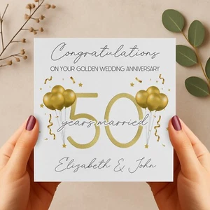 Biglietto d'oro 50° anniversario matrimonio personalizzato mamma papà sorella cognato - Foto 1 di 5