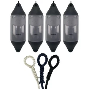 4 x HURRICANE Vortex Bootsfender: grau PM05 - FREE SPLICED END 10MM SEIL - Bild 1 von 2