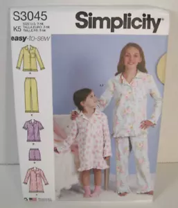 Simplicity Easy-To-Sew 3045 Lounge Tops, Gown, Shorts & Pants Pattern Girl 7-14 - Picture 1 of 2