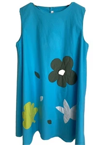 Il Gufo Girl’s A-Line Shift Dress Cotton Turquoise Sz 10/12, EUC Made In Italy - Picture 1 of 11
