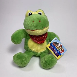 Croaking Green Frog Plush Barnyard Buddies Red Bandana Sound Stuffed Animal Tag - Picture 1 of 6