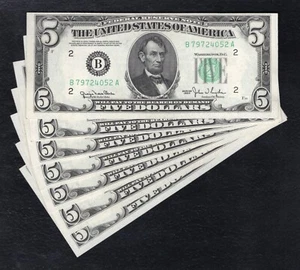 (7) CONSECUTIVE FR. 1961-B 1950 $5 FRN’S NEW YORK, NY CHOICE UNCIRCULATED - Picture 1 of 2