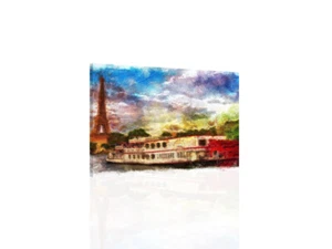 Paris River Boat Seine Eiffel Tower - CANVAS or PRINT WALL ART - Picture 1 of 2