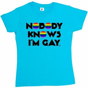 Nobody Knows I'm Gay - Pride Rainbow Damen Boyfriend Fit T-Shirt - Bild 1 von 10