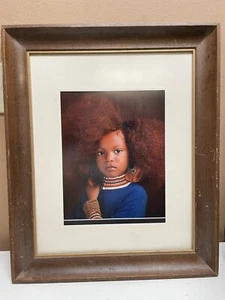 Vintage Wood Framed 20 X 24 Beautiful Black Girl. - Picture 1 of 5