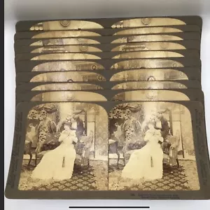 Antique Photos Stereograph Series of 10 Slides Easter Wedding French Maid VTG Ol - Picture 1 of 16