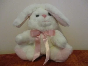 Easter Spring White Plush 10" Bunny Rabbit Bow - Korea - Picture 1 of 10