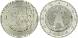 Deutschland Fehlprägung 2 Euro 2002 J mit 1€-Pille vz-st (41876) - Bild 1 von 1