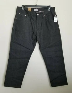 Evolution In Design Jeans Black Denim Straight Leg Zip Pockets Size 38x32 NEW - Picture 1 of 9