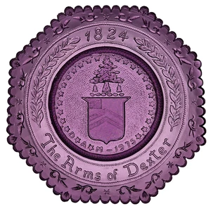 Dexter MI Michigan Coat of Arms Octagonal VTG Amethyst Pairpoint Glass Cup Plate - Picture 1 of 8