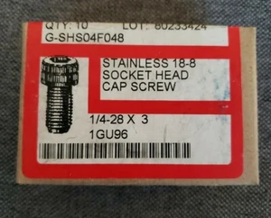 NEU 10 INNENSECHSKANT GSHS04F048 18-8 INNENSECHSKANTSCHRAUBE 1/4-28X3 1GU96 - Bild 1 von 2