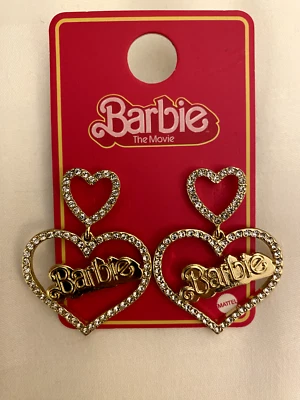 Barbie Pendientes Mujer Niñas Cuelga Oro Corazones Mattel Nuevo Con Etiquetas Primark Reino Unido Foto 1 de 2