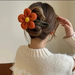Blume Plüsch Blumen Haarnadel große Clip Haarspange Mandarine  - Bild 1 von 6